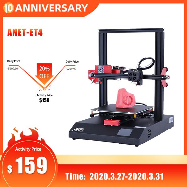 

анет et4 а8 плюс 3d принтер комплект diy печати размер 220*220*250mm высокая точность алюминиевого сплава рамка для fdm 3d принтер накаливан