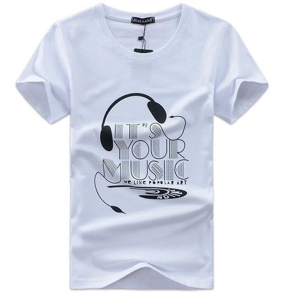 

freight men clothing t-shirt short sleeve your music brand printed casual cotton plus sizes- 5xl tee shirt men's, White;black