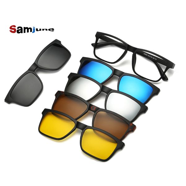 

5 lenes magnet sunglasses clip mirrored clip on sunglasses on glasses men polarized clips custom prescription myopia, White;black