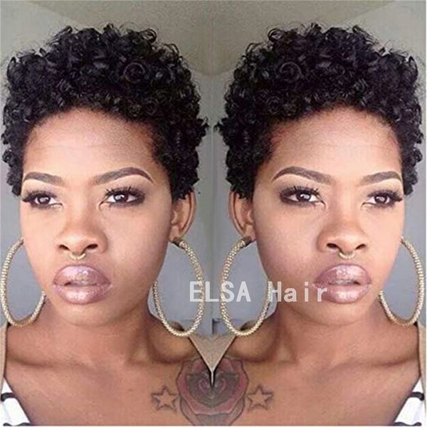 Short Human Hair Wig Brazilian Virgin Afro Kinky Curly Hair Wig