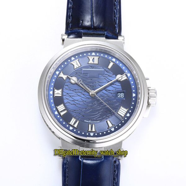 

version v9f marine 5517 blue dial cal. 777a automatic 5517bb/y2/5zu mens watch sapphire stainless steel case leather band casual watches, Slivery;brown