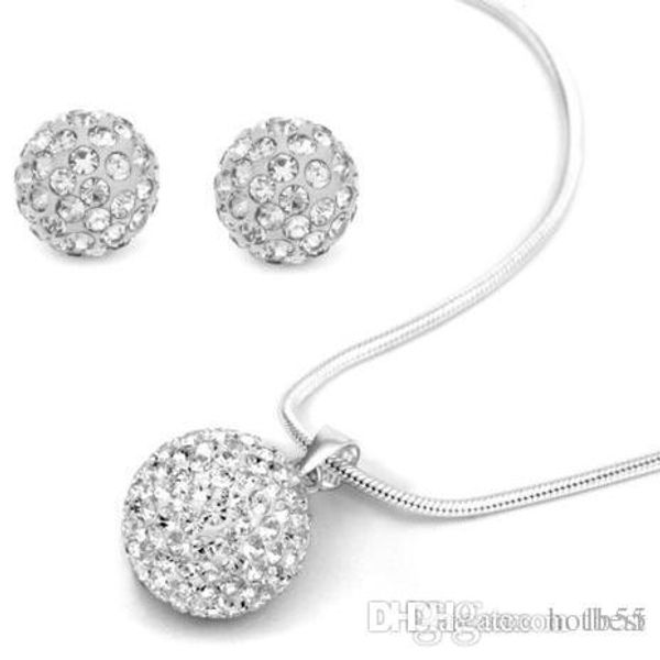 

10pcs/lot 10mm crystal clay disco bead rhinestone crystal set necklace studs earrings drop jewelry set w5211 w62, Black
