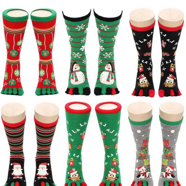 

christmas five finger socks decorations knee high hosiery girls warm stockings dress socks footwear xmas gifts wrap socks hh7-1914