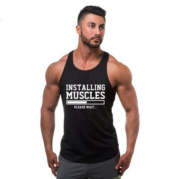 

clothing brand singlet canotte bodybuilding stringer tank men fitness muscle guys sleeveless vest fashion, White;black
