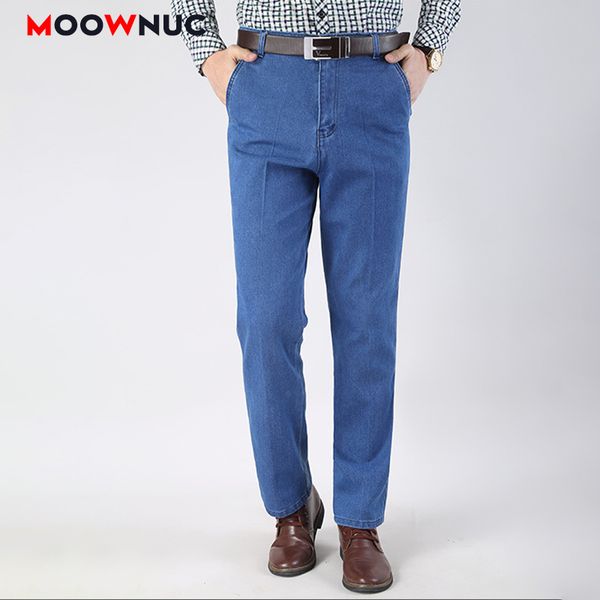 

men's jeans for men plus size casual fashion full-length pants 2021 autumn winter fit elastic sweatpants denim male moownuc brand, Blue