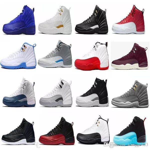 

12s men basketball shoes winterized wntr gym red michigan bordeaux 12 white black blue navy flu game taxi sports sneaker trainers size 7-13
