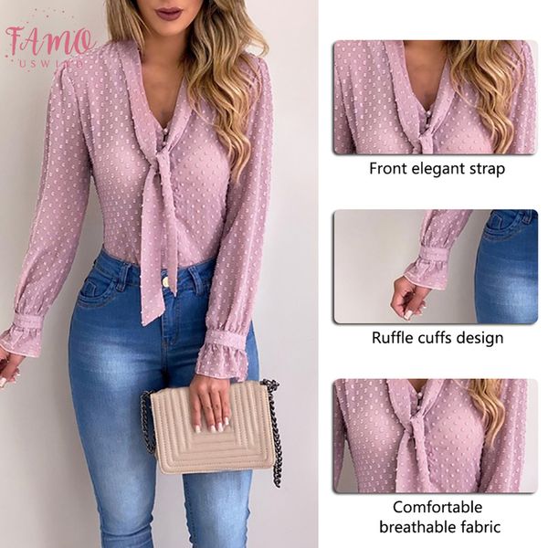 

new fashion women 2020 spring fashion long sleeve v neck pink shirt office blouse slim casual female plus size, White