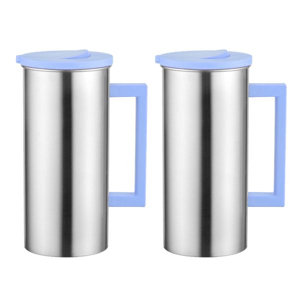 

2 pcs stainless 1.8l / 61 ounces/ 0.5 gallon water pitcher juice ice tea jug cafe serving, great for kitchen restaurant