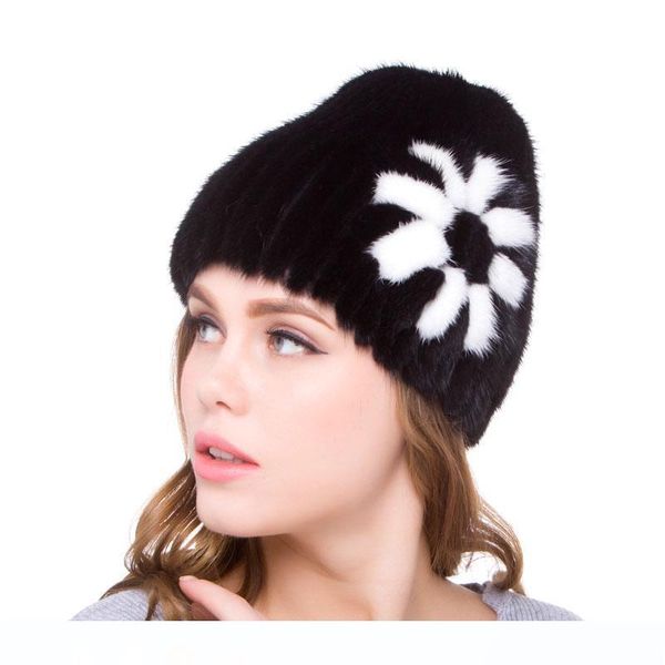 

открытый моды популярный зимний снег теплая шапка естественный ручной ушанки упругая сторона цветок скидка protected ear, Blue;gray