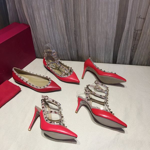 

2020 fashion luxury designer women shoes high heels nude black red leather pointed toes pumps dress shoes rx20020308, Red;white