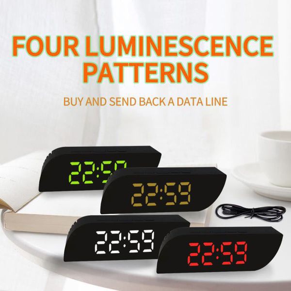 

creative led mirror trapezoidal digital clock time temperature display alarm clock led