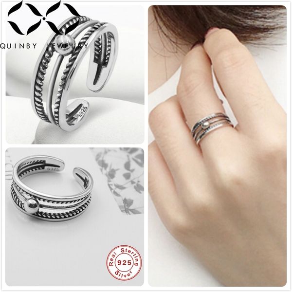 

real 925 silver rings for women cross twist line rings girl gift adjustable finger female multilayer cable line anillos q5, Slivery;golden