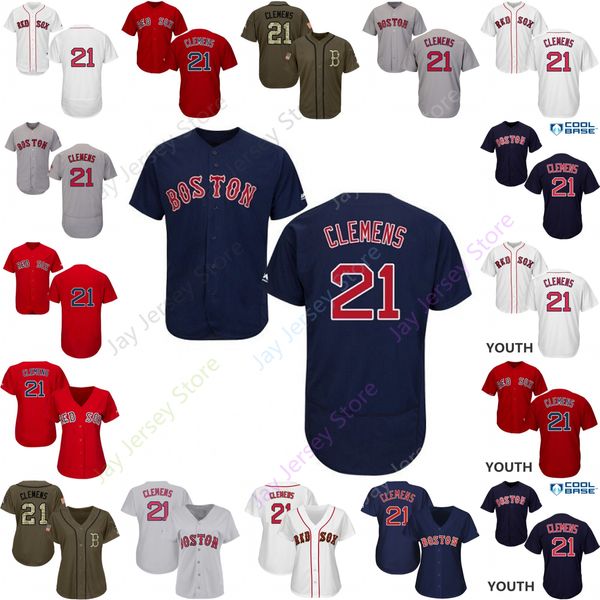 

Custom Boston 21 Roger Clemens Jersey Red Sox Jerseys Cool Base Flexbase Home Away All Stitched White Black Red Grey Men Women Youth Cheap