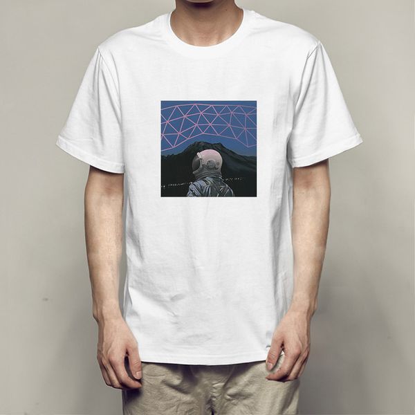 

мужская футболка с коротким рукавом астронавт красивый печать популярные мужчины и женщины футболка с круглым вырезом одежда, White;black