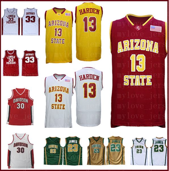 

NCAA James 13 Harden jersey Stephen 30 Curry 33 Bryant Kobe LeBron 23 James High School University Basketball Jerseys