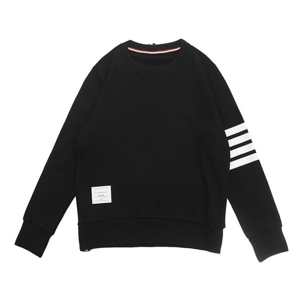 

новые мужские фуфайки европейская осень new classic полосатый o-образным вырезом свитер толстовка hip hop cotton couple серый синий черный п, Black