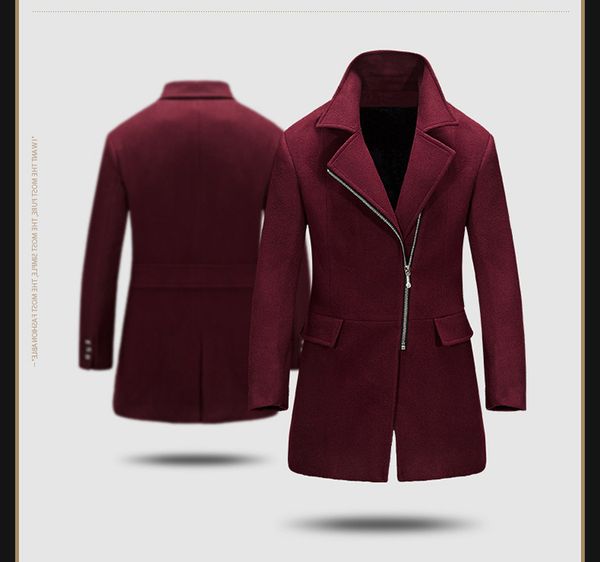 

men's wool & blends woolen men winter jacket coat casual mens coats overcoats arrival 2021 outwear abrigo hombre kj242, Black