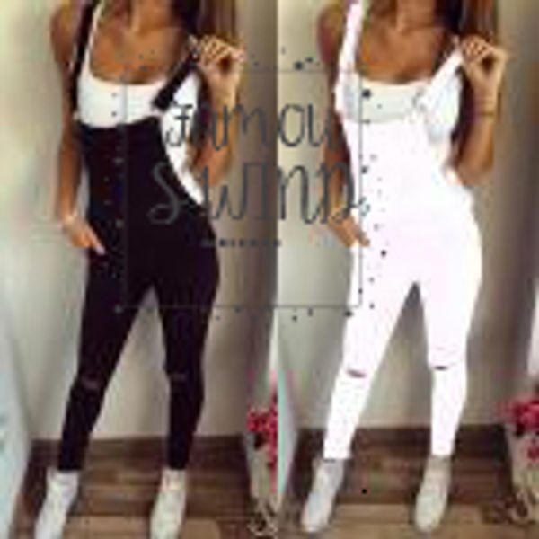

women women loose print denim bib demin hole pants overalls jeans trousers pencil pants jumpsuit drop shipping 3j13*, Blue