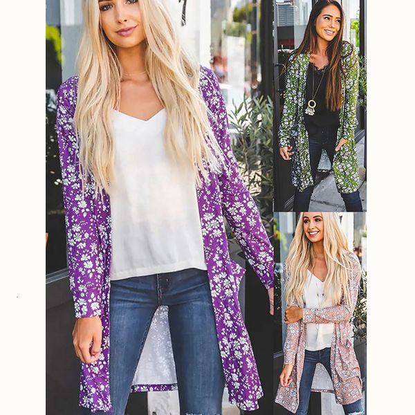 

new 2019 women long cardigan shirts fashion long sleeve casual shirt elegant loose floral printing blouses and blusas mujer, White