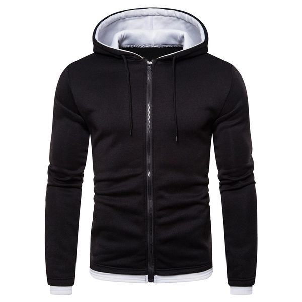 

men's fashion hoodie sweatershirt solid pullover long sleeve male casual sport style zip pocket warm hoodie slim shirt l5010920, Black