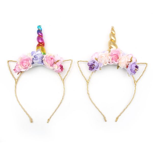

10шт / много ухо cat цветок hairbands с золотой диадемы unicorn ободки дети головные уборы реквизит партия подарков аксессуары для волос, Slivery;white