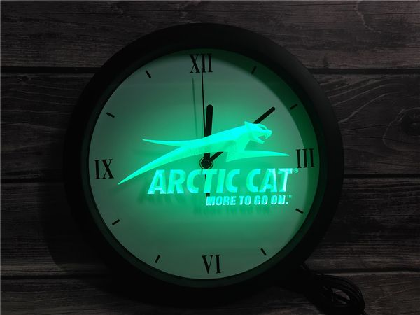 

0g129 arctic cat snowmobiles logo app rgb led neon light signs wall clock