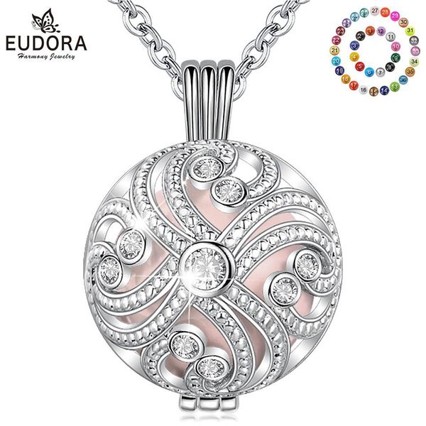 

eudora 20 mm harmony bola ball crystal ball cage locket pendant pregnancy ball necklace with 30 inch chain women jewelry k356n20, Silver