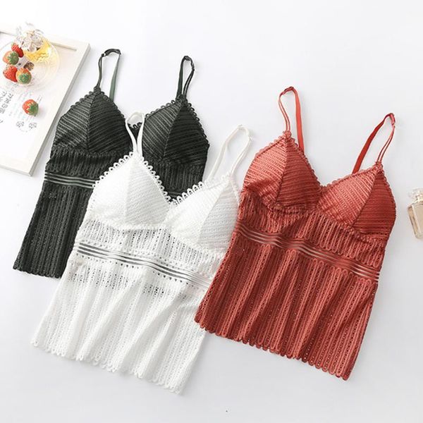 

lace tank women deep v padded underwear female bottoming camis underwear lingerie sleeveless comfort camisole femme, White
