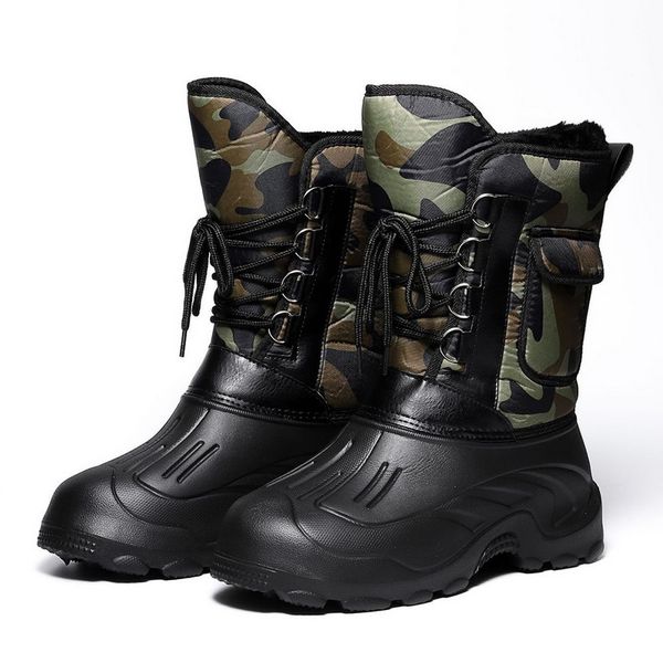 

dihope 2020 male boots winter snow boots for men shoes thick plush waterproof slip-resistant keep warm winter shoes plus size, Black