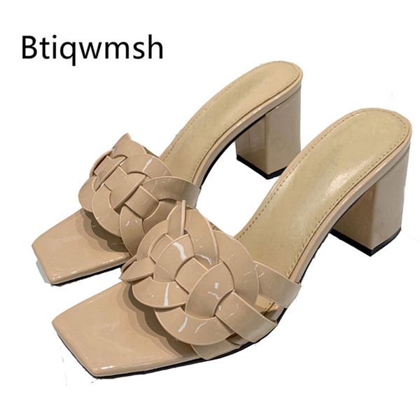 

2019 simple design gladiator sandals women peep toe weave leather high heel shoes woman slippers, Black