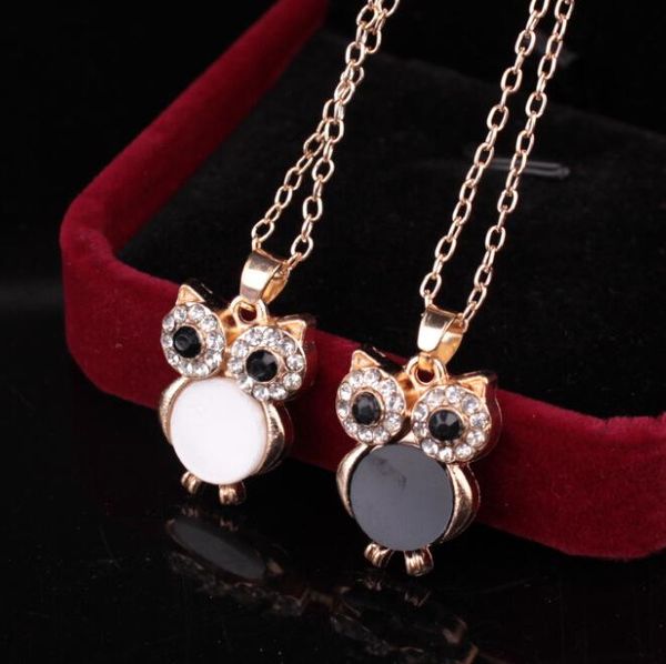 

красивые совы ожерелья красиво роскошные ювелирные изделия черный белый имитация shell кристалл ожерелье колье колье длинная цепочка макси о, Silver