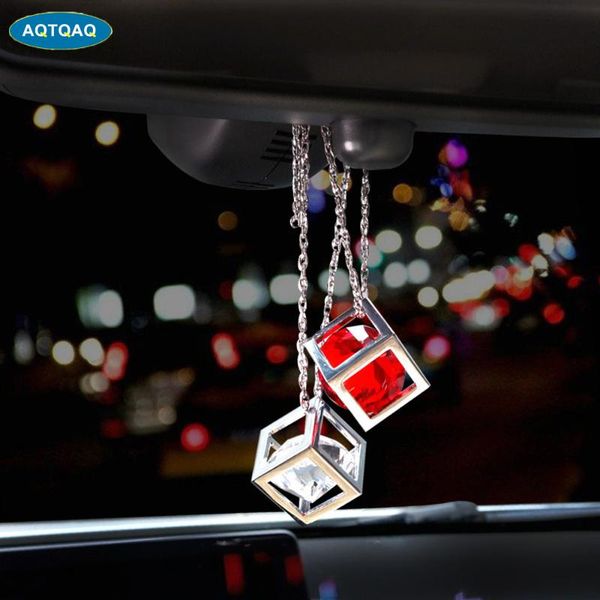 

1pcs car pendant crystals cube car charms rear view mirror decoration automobile ornaments hanging interior suspension