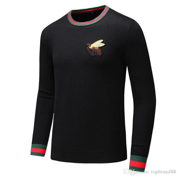 

fashion snake tiger bee pattern embroidery sweater men's hoodie street hip hop slim men's sweater 8men's casual, White;black