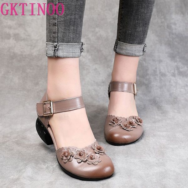 

gktinoo пряжка ремешка высокие каблуки сандалии женщин 2020 летние цветы гладиатор кожаные сандалии обувь женская обувь комфорт платформы, Black