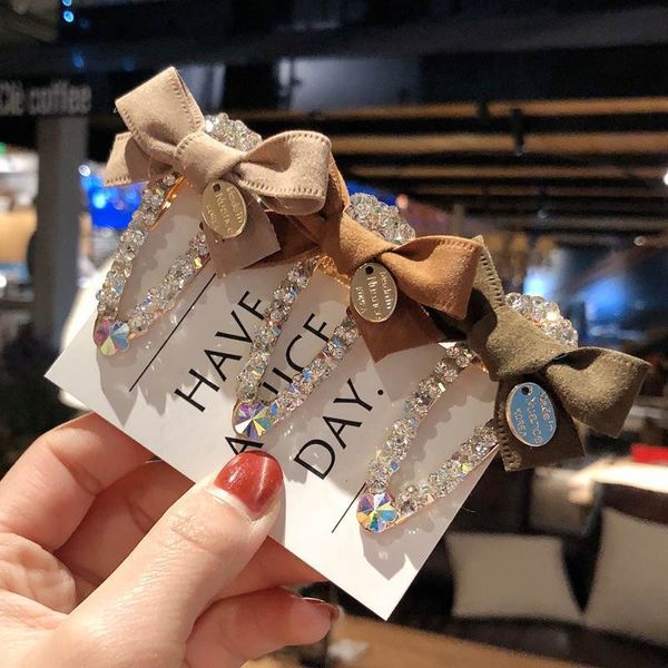 

crystal rhinestone hairpin cloth bow clips lady wedding party pins pearl drill hair clip fashion woman hair accession f0035, Golden;silver