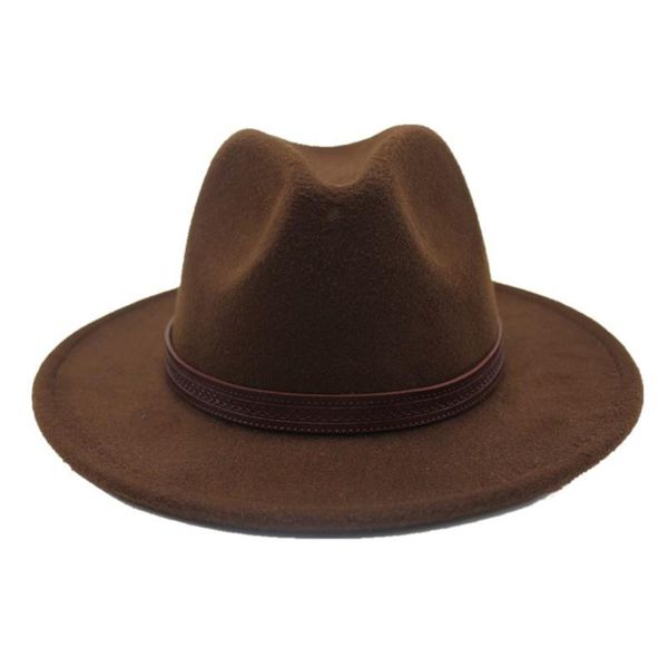 

men women fedora hat with belt wool trilby hat casual wild wide brim fascinator size 56-58cm, Blue;gray