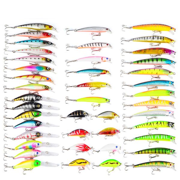 

minnow fishing lures kit saltwater freshwater hard bait tackles fishing baiting lure with hooks #6 #7 #8 #10 1lot=1set=43pcs