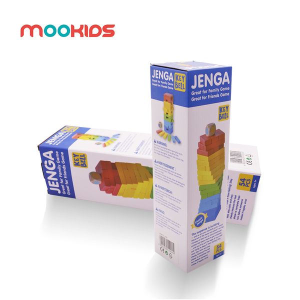 

дети образовательные игрушки jenga бесплатная доставка 54pcs деревянные большие красочные блоки строительство jenga деревянный блок jenga y2