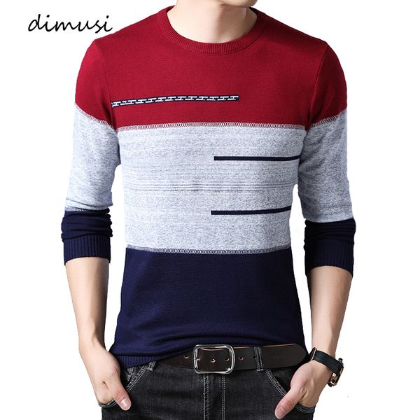 

dimusi autumn winter men sweater casual turtleneck striped o-neck shirt sweaters men's slim fit brand knitted pullovers clothing, White;black