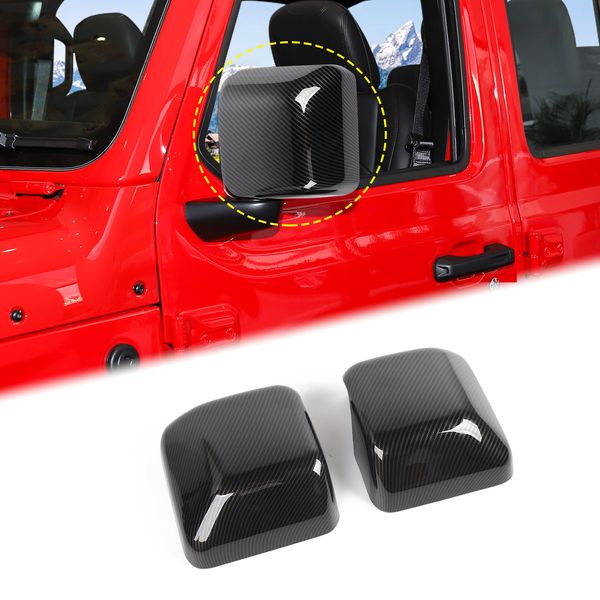 

exterior right & left mirror carbon fiber abs decoration cover fit jeep wrangler jl 2018+ auto accessories
