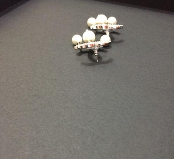 

new fashion crystal three bead earrings drop women earrings jewelry pearl earrings with flannel bags for lady, Golden;silver