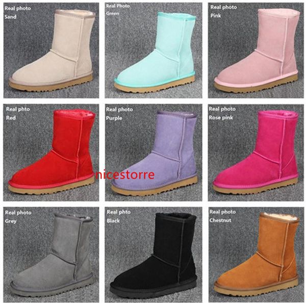

designer boots women snow boots classic style cow suede leather waterproof winter warm short boots brand ivg 12 colors