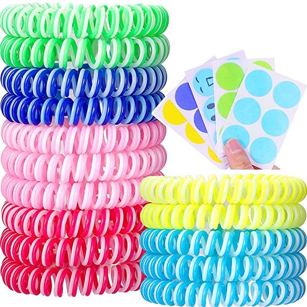 

mosquito repellent bracelet 15 insect repellent mosquito bands + 30 mosquito patches, double strength, 2 in 1 double coil