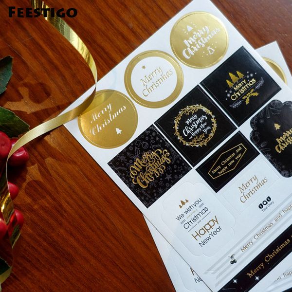 

christmas decoration gift paper stickers diy gift tags labels for new year presents scrapbooking post 10pcs/lot
