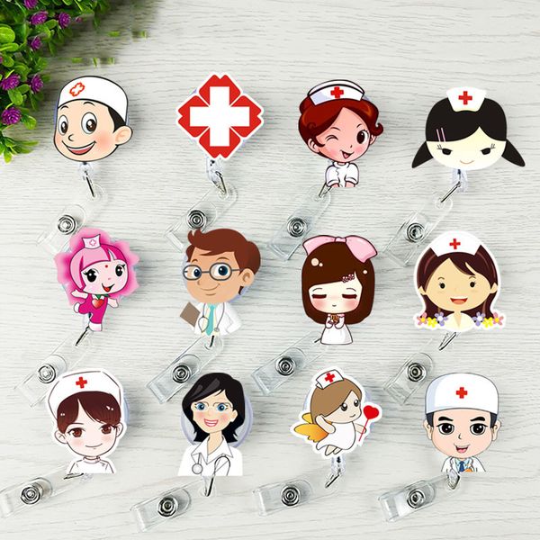 

nurse retractable badge reel pull id card badge holder belt clip hospital school office dhl