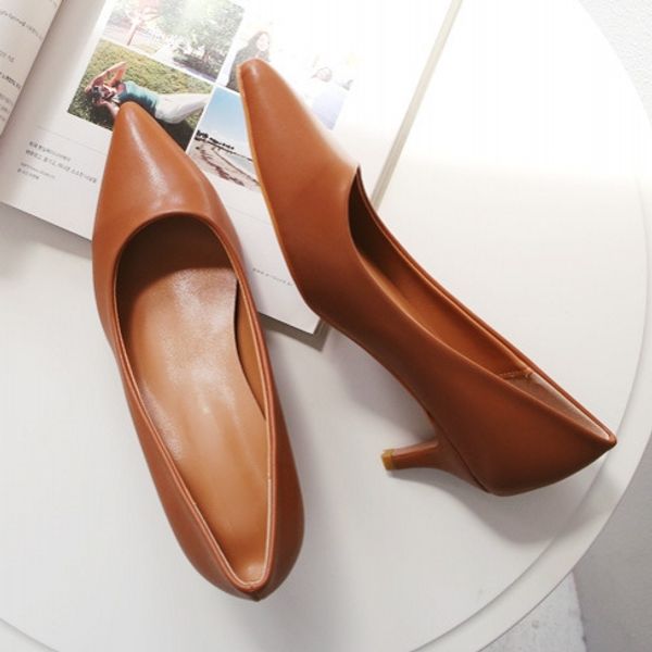 

pointed toe thin high heels shoes woman pu leather shallow mouth wedding shoes woman concise pumps mules b0066, Black