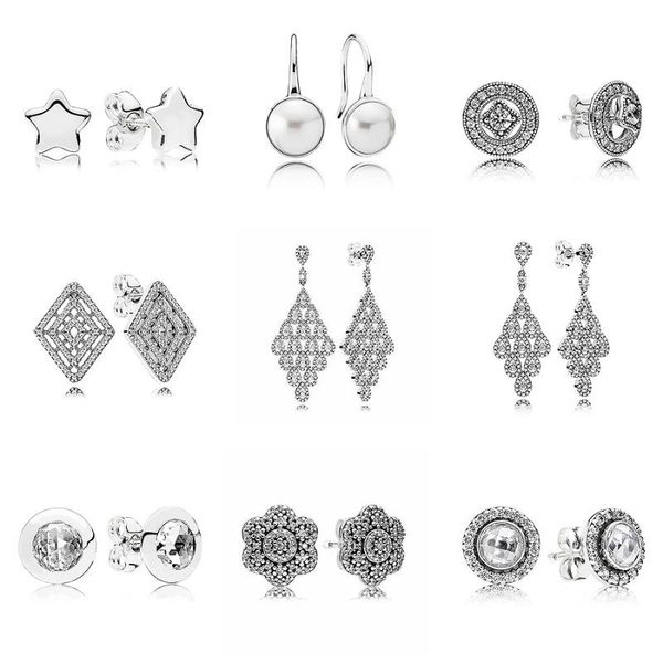 

vintage cascading glamour geometric lines with crystal 925 sterling silver hanging earring studs for women europe jewelry, Golden;silver