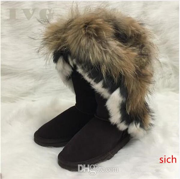 

women boots australian style designer boots women snow boots faux fur decoration cowhide leather boot brand ivg