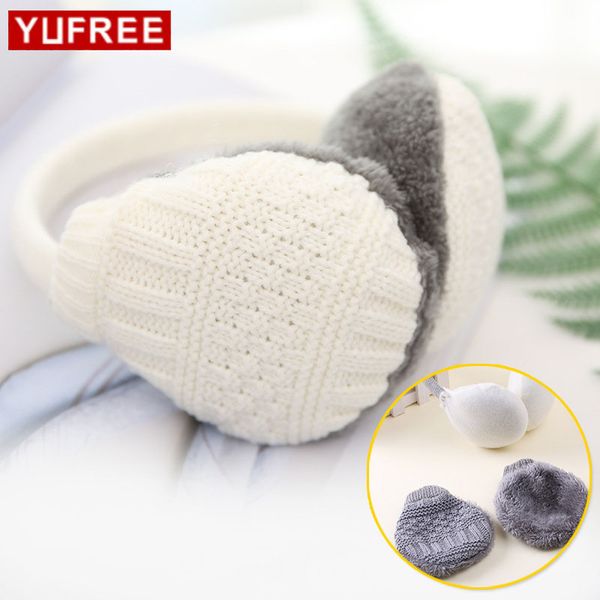 

new winter ear cover fashion warm knitted earmuffs women warmers cute plush ear earflap can be disassembled washed, Blue;gray