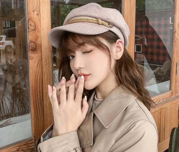 

осень зима дамы женские девушки мода ретро бейкер мальчик плоский остроконечный берет шапка теплый газетчик шляпа, Blue;gray